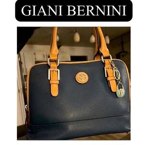 GIANI BERNINI Navy and Tan Handbag, EUC
